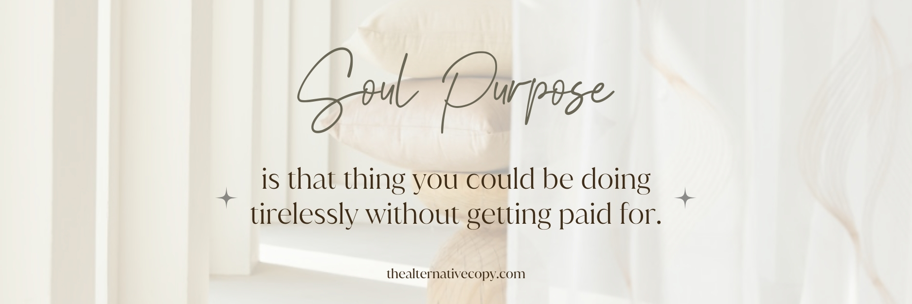 soul purpose is what you could be doing tirelessly without getting paid for.